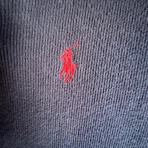 Polo Ralph Lauren Sweater Men's Medium Navy Shawl‎ Collar Pullover Elbow Patches - Picture 7 of 11